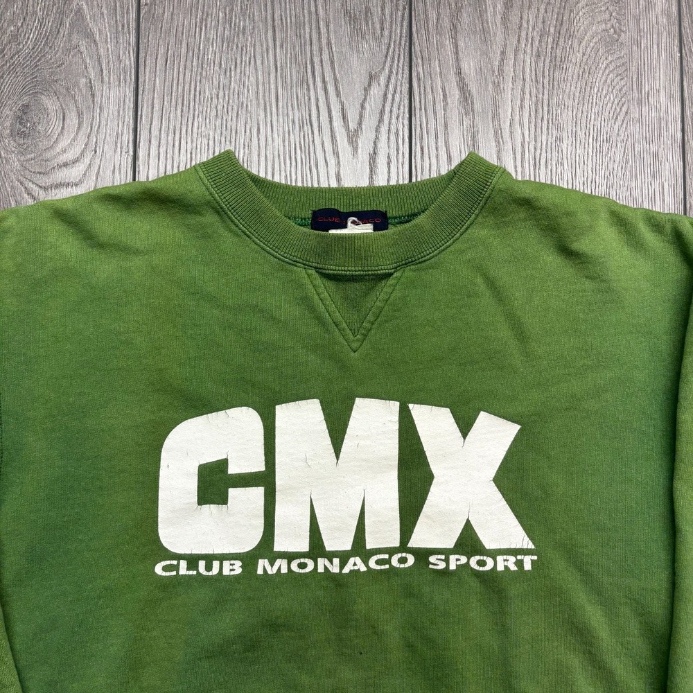 Vintage 90s Club Monaco Green Crewneck Sweatshirt Medium Cmx Rare - Picture 2 of 8